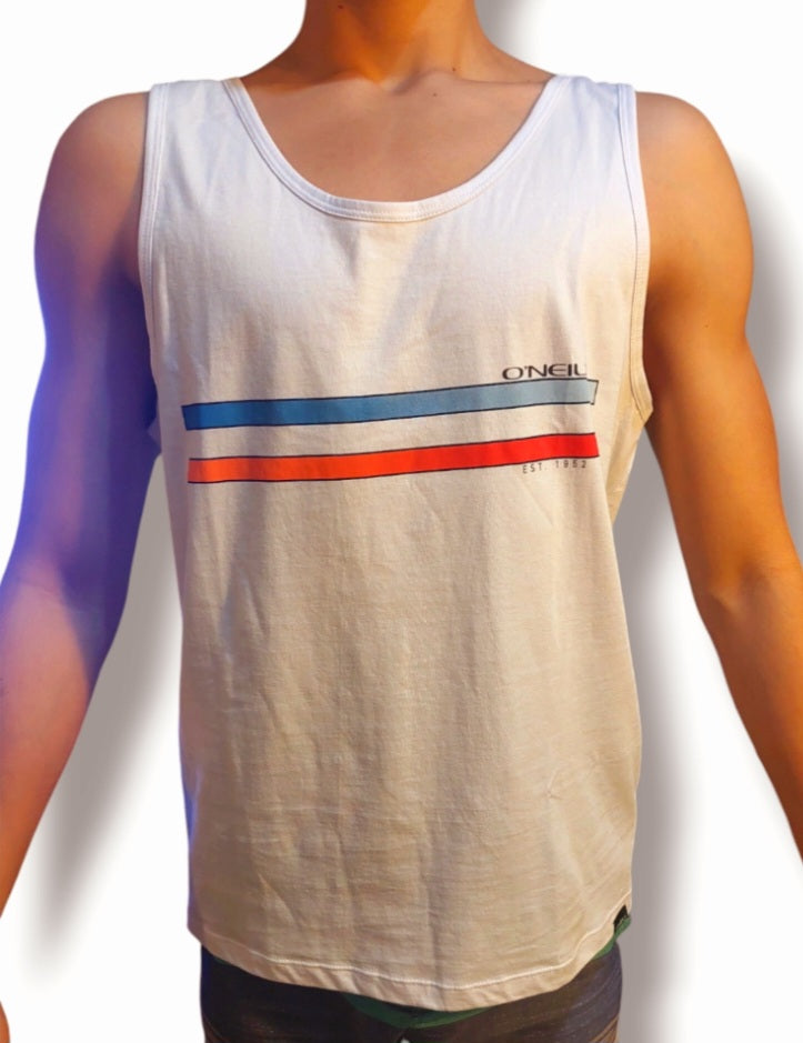 BIVIDI ONEILL25 - COMP STRIPE TANK - SNOW WHITE