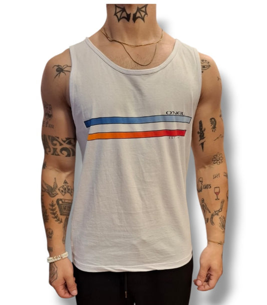 BIVIDI ONEILL25 - COMP STRIPE TANK - SNOW WHITE