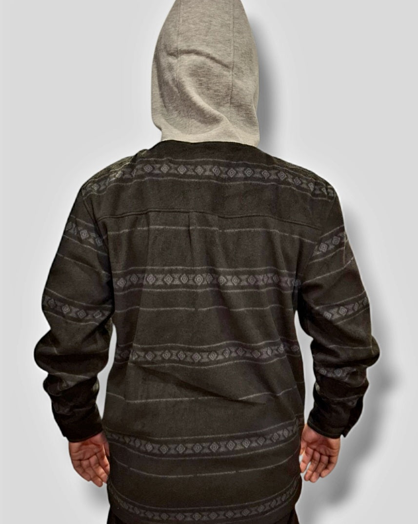 Polera ONEILL W25 Imp. Listado blk c/capucha - c/cierre