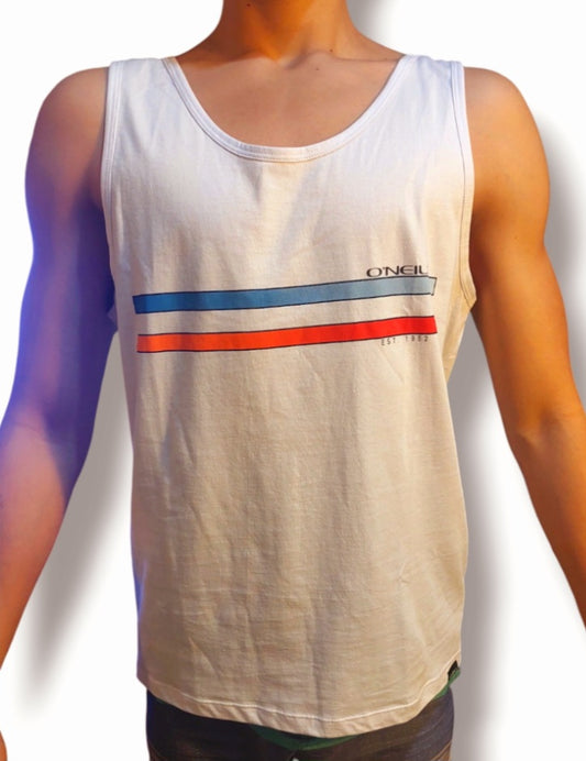 BIVIDI ONEILL25 - COMP STRIPE TANK - SNOW WHITE