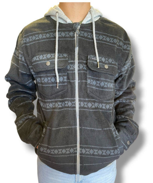 Polera ONEILL W25 Imp. Listado blk c/capucha - c/cierre